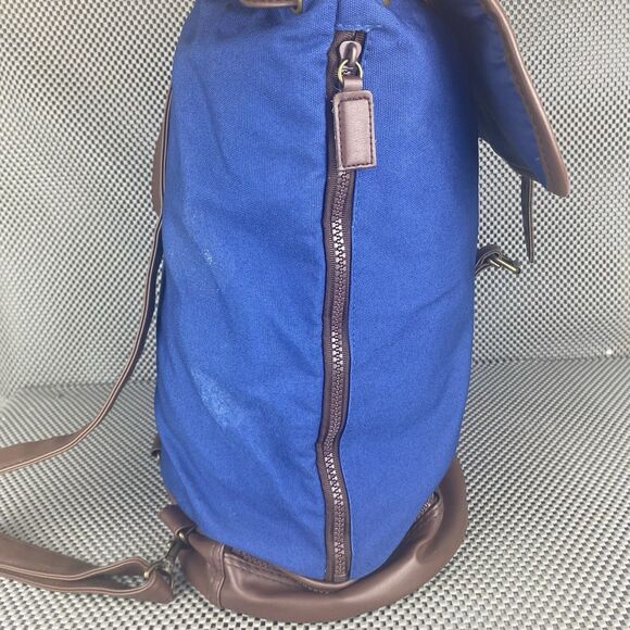 Disney Vacation Club Backpack Blue Brown Faux Leather Canvas Zipper Outdoor Bag main image 6